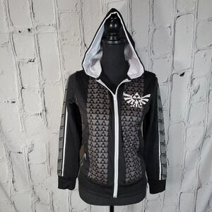DIFUZED Official Legend of Zelda Women's Zipper Hoodie Black White Game Unisex S